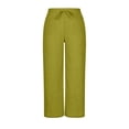 thumbnail image 6 of LNWUY Linen Pants for Women Summer Lounge Pants High Waisted Straight Leg Trouser with Pockets Beach Vacation Clothes Green XXL, 6 of 7