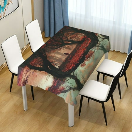 

60x108 Inch Tablecloth Polyester Square Tablecloth for Home Kitchen Dinner Decor Autumn Forest