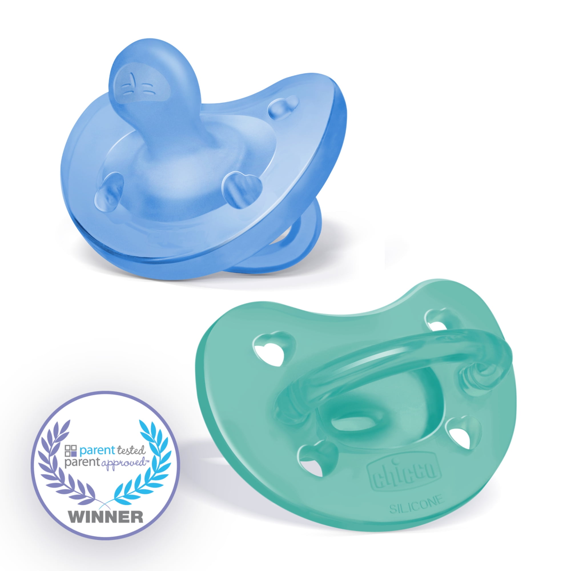 Chicco PhysioForma® One-Piece Silicone Pacifier, 6-16 Months, 2pk - Blue/Green