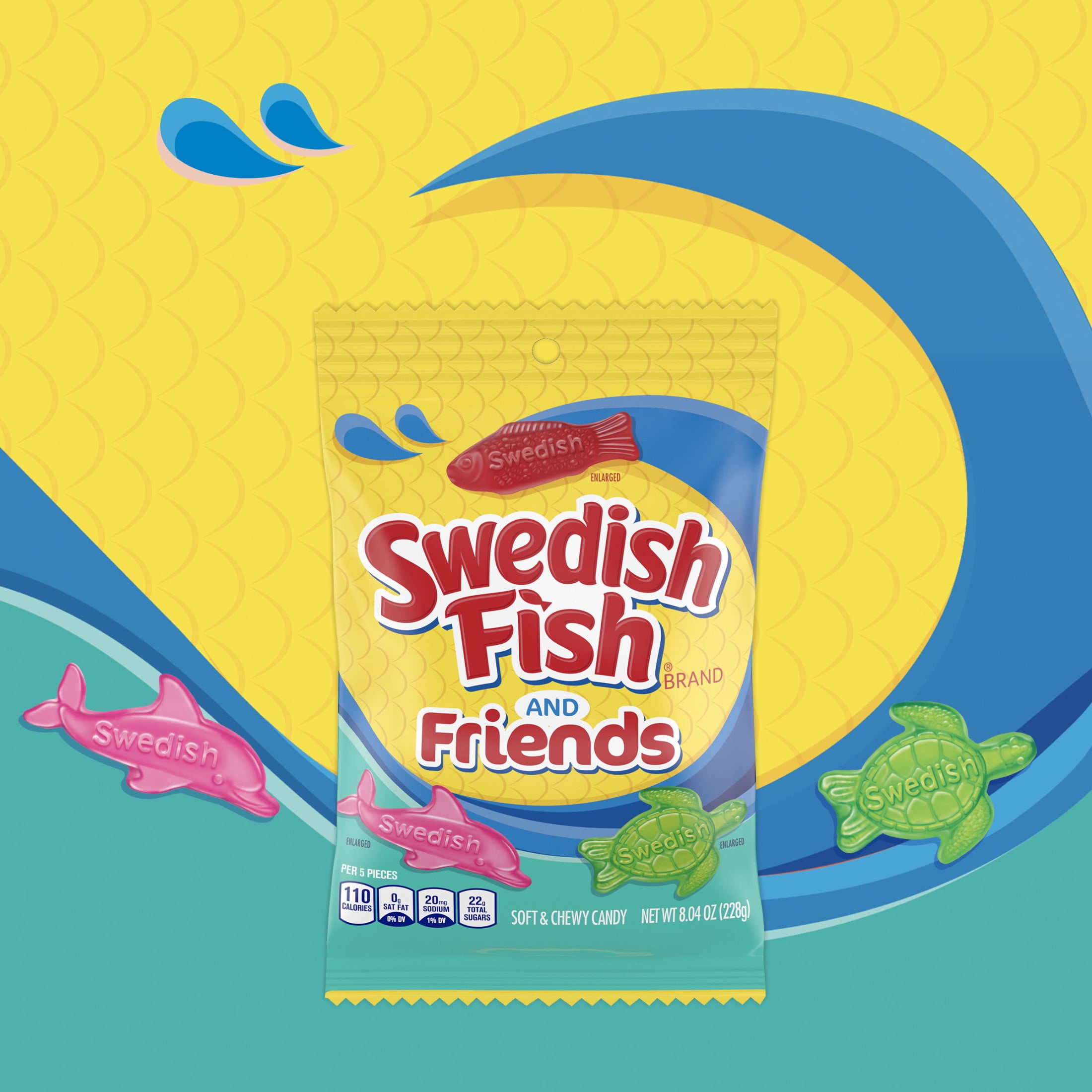 SWEDISH FISH and Friends Soft & Chewy Gummy Candy, 8.04 oz