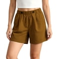 thumbnail image 6 of ITSAME Womens Plus Size Cotton Linen Shorts Elastic Waist with Pockets Summer Loose Casual Shorts Khaki Size 4XL, 6 of 6