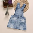 thumbnail image 2 of KIDSCOOL SPACE Girl Denim Overalls Dress,Little Girls Jean Jumper,Light Blue,3-4 Years, 2 of 8