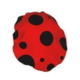 thumbnail image 2 of Easygdp Ladybug Pattern Shower Caps for Women, Double Waterproof Layers Shower Cap, Quick Drying Bath Hair Cap Reusable, 2 of 9
