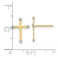 thumbnail image 2 of 14k and White Rhodium Sparkle-Cut Religious Faith Cross Post Earrings 14.3x10.6mm Wide Stud Earring for Women, 2 of 2