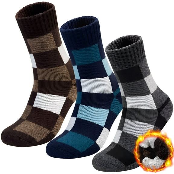 TELOLY Pairs Wool Socks Men, Thick Thermal Winter Merino Wool Socks, Super Soft Warm Casual Boot Socks Hiking Socks (USA Size 12-17)