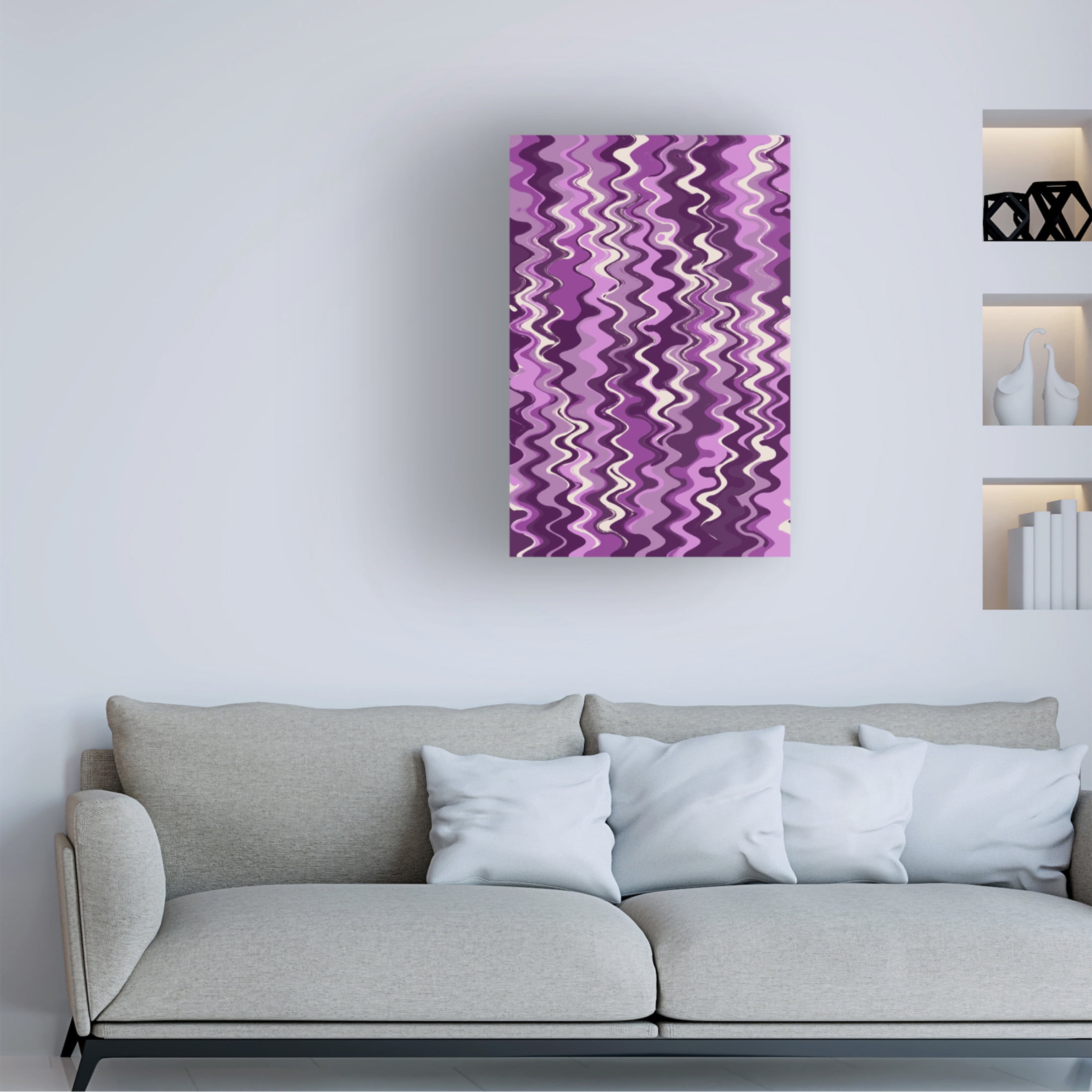 Canvas Wall Art - Treechild 'Purple Wavey Pattern' Wall Art for Living Room, Bedroom, or Office D?cor by Trademark Fine Art - 12 x 19 Inches