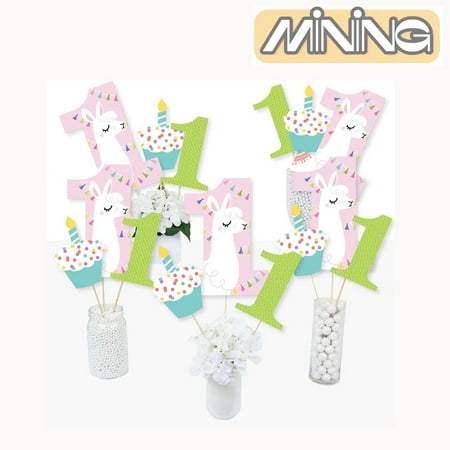 1st Birthday Whole Llama Fun - Llama Fiesta First Birthday Party Centerpiece Sticks - Table Toppers - Set 15