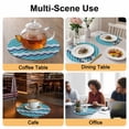 thumbnail image 2 of Ombre Teal Blue Round 13 Inch Placemats Set of 8, Modern Abstract Waves Morocco Striped HeatResistant Non Slip Place Mats for Dining Table, Wipeable Braided Kitchen Table Mats for Housewarming, 2 of 9