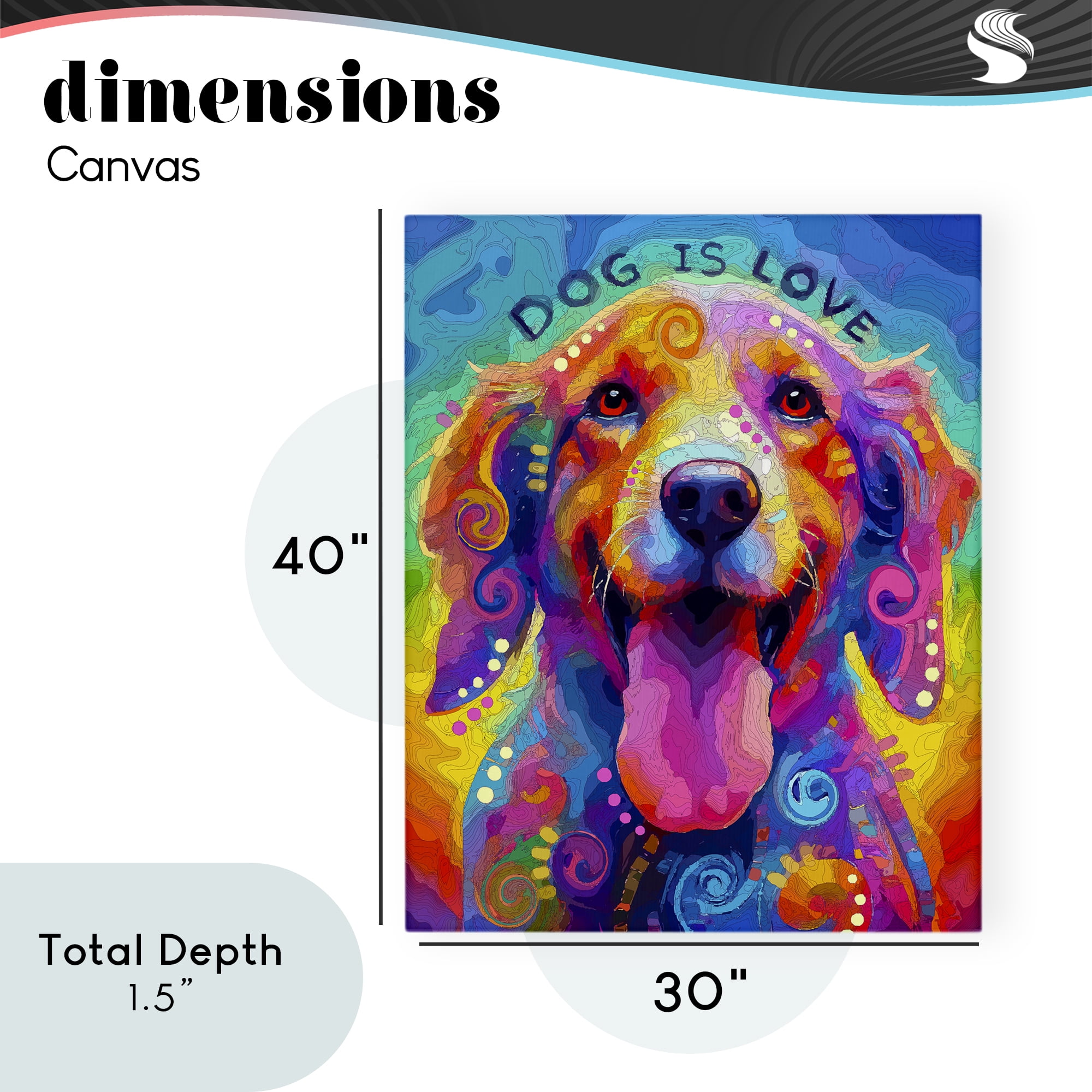 Dog Is Love Swirled Pattern Canvas Wall Art, design by Dean Russo- Evolution Collection