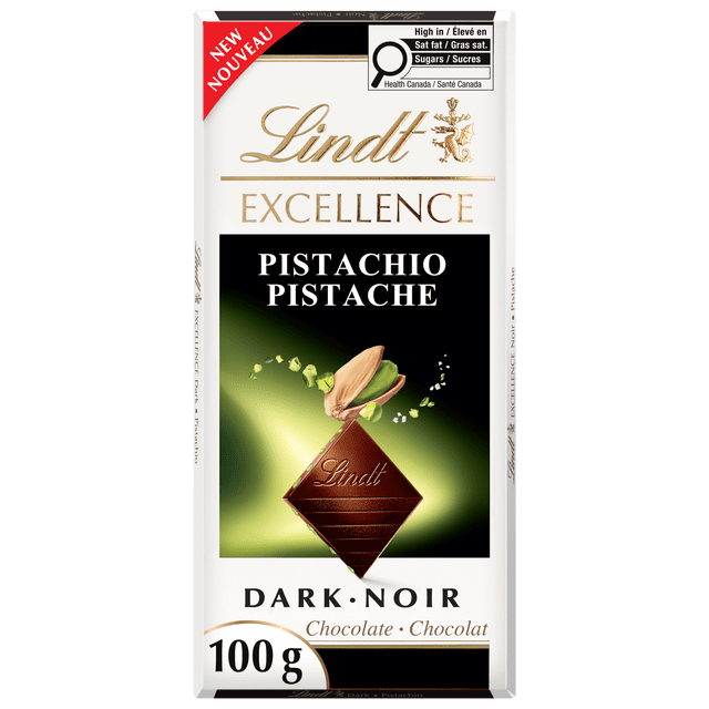Barre de chocolat noir Pistache EXCELLENCE de Lindt, 100 g