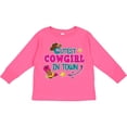 thumbnail image 3 of Inktastic Cutest Cowgirl in Town with Cowgirl Hat and Boots Girls Long Sleeve Toddler T-Shirt, 3 of 5