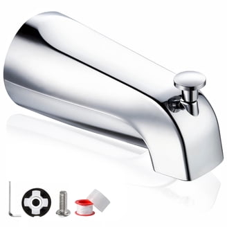 Uxcell Universal Bathtub Spout – Zinc Alloy Bath Faucet With Adapter For 1/2-Inch Water Pipe – Silver Finish, Easy Install – For Bathroom, Kitchen, Hotels