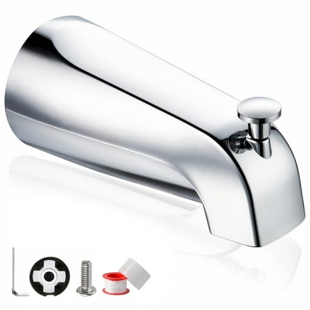 Bathtub Faucet Easy to Install Tub Spout with Diverter,American Standard Tub Faucet Replacement Fits 1/2" Copper Water Tube(5/8" Diameter) with Hex Wrench Chrome Finish