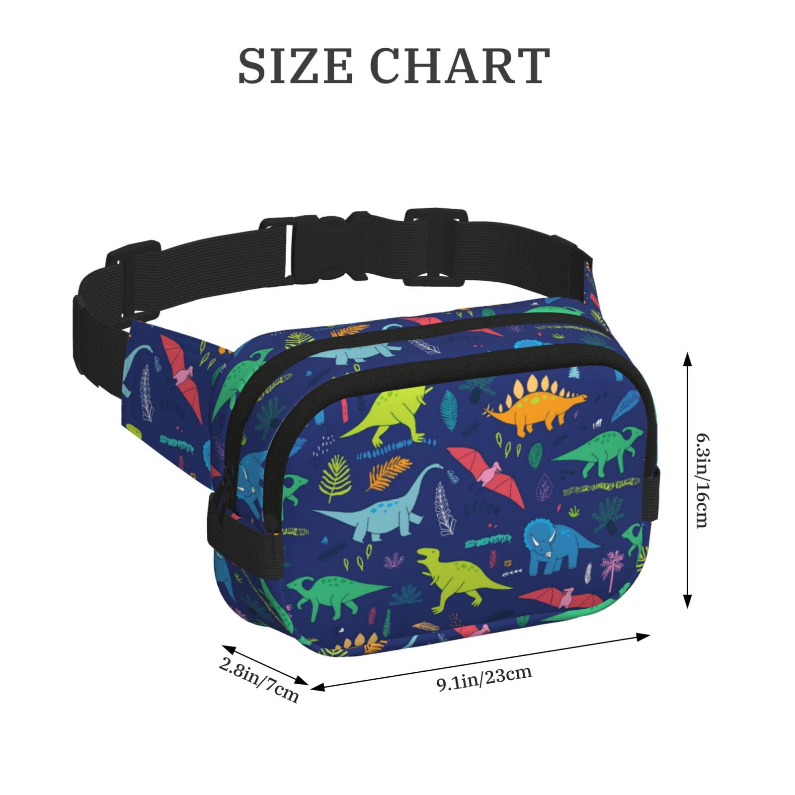 Hirioo Dinosaurs for Double Layer Waist Bag Adjustable Fanny Pack For Travel Running Hiking