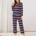 thumbnail image 2 of Kdxio Mexican Blanket stripes Women's Pajama Sets Long Sleeve Button Down Sleepwear Nightwear Soft Pjs Lounge Sets(S-XXL)-X-Large, 2 of 7
