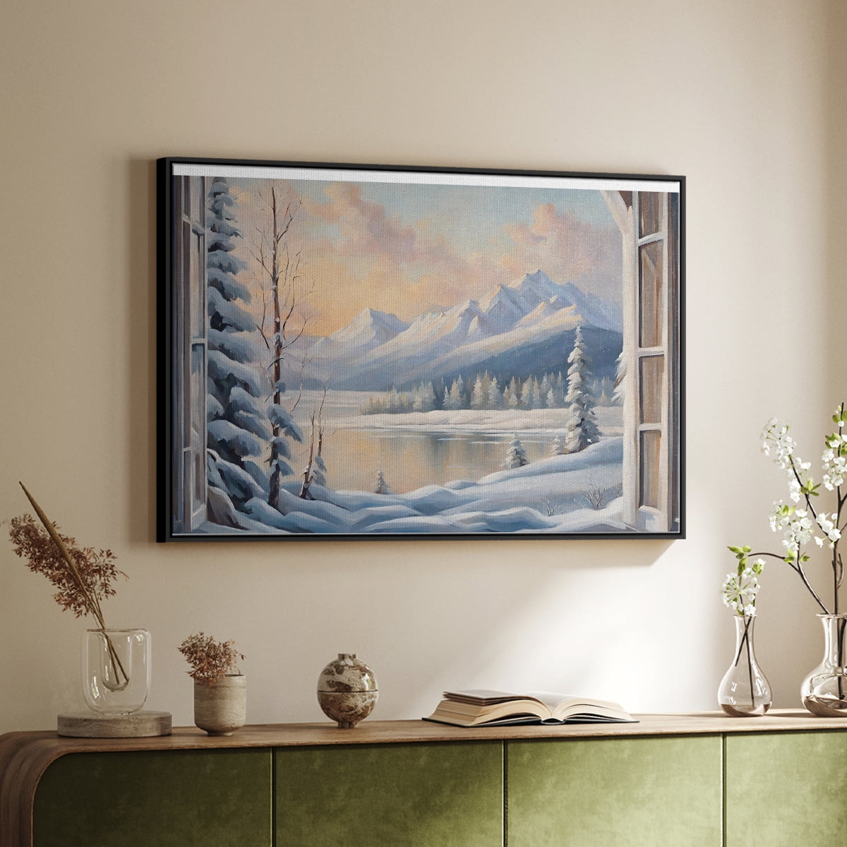 Vintage Landscape-CCXVI By Wexford Home Framed in Black Wood Gallery Wrapped Canvas 17 in. x 25 in.