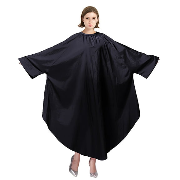 TOPTIE Barber Cape Salon Robe Gown Coverall With Sleeves for Unisex Hairdressing Lightweight-Black