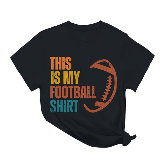 Holzkary Football Shirts for Women Game Day Tshirt Sunday Football Graphic Tee Top Funday Shirt Blouse Lady This Is My Football Shirt Baseball Short Sleeved T Shirt Top Black L