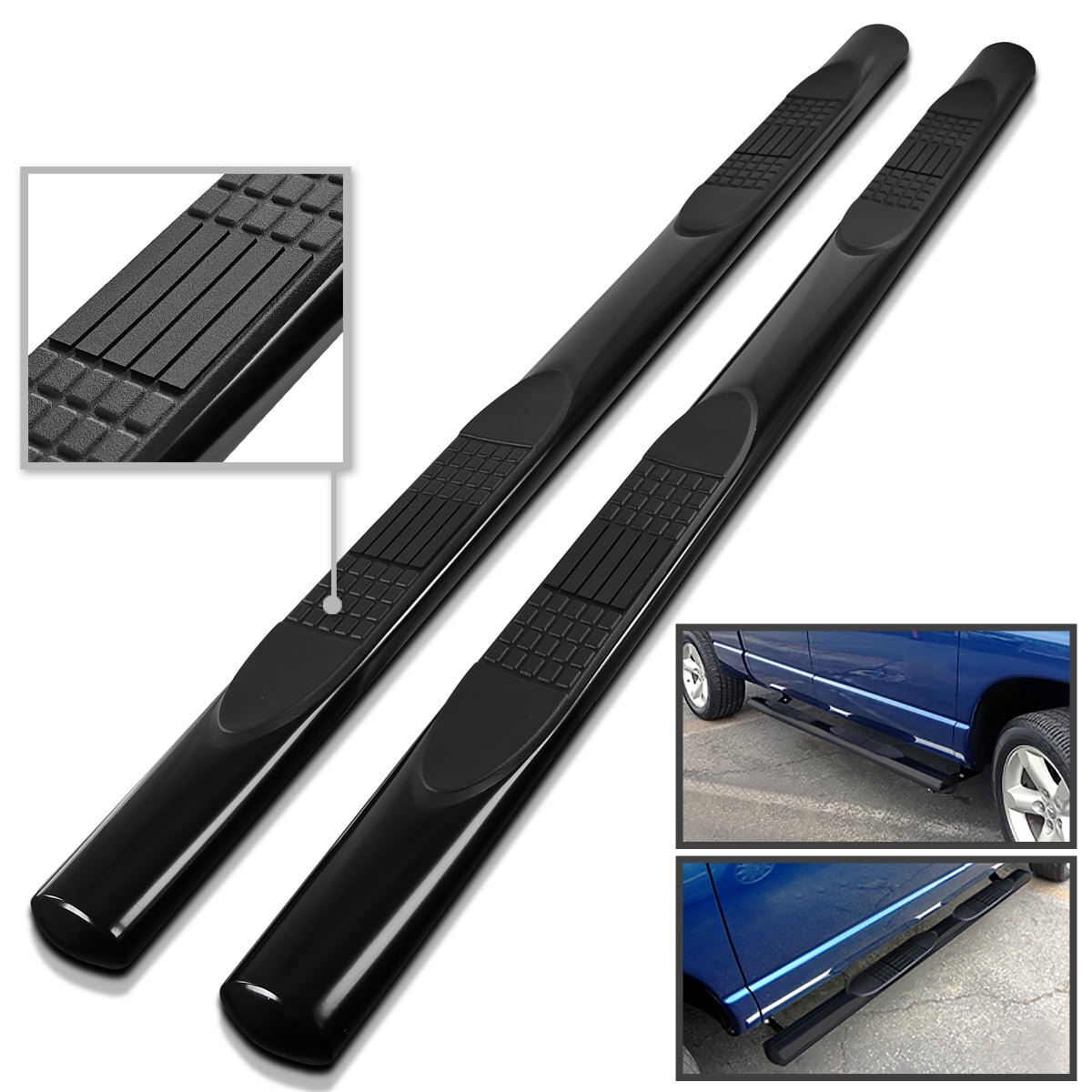 For 15-20 Ford F150/Super Duty Crew Oval 5" Step Nerf Bar Running Board Black