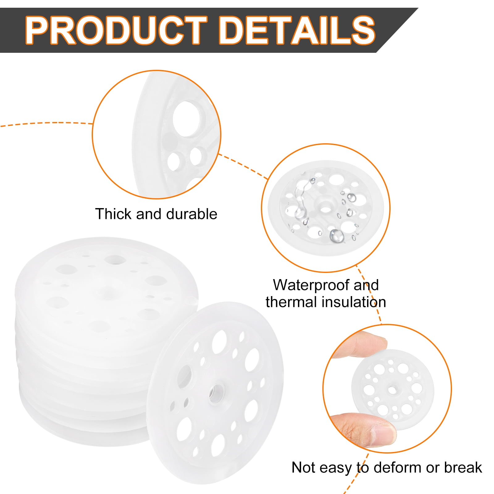 200pcs Plastic Washers 1.85 Inch/ 47mm Load Spreading Polypropylene Washers Foam Board Fasteners for Fixing and Fastening Foam Board