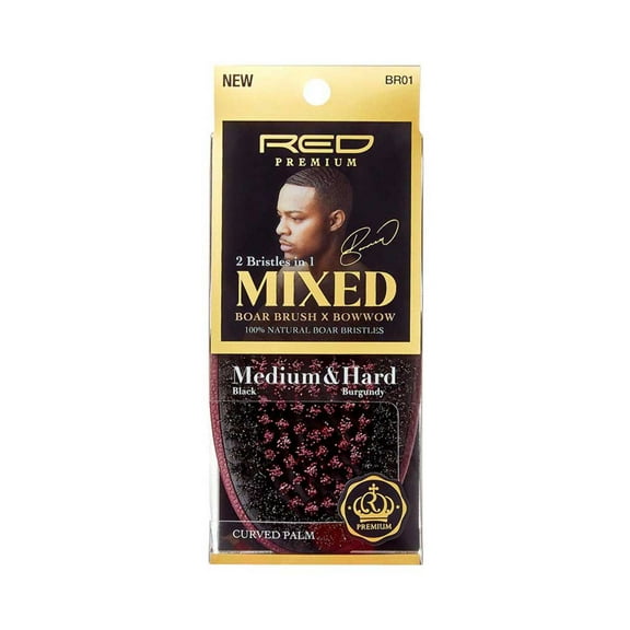 Red by Kiss Premium 2 Bristles In 1 Body Mixed Palm Boar Brush X BowWow (Medium&Hard)