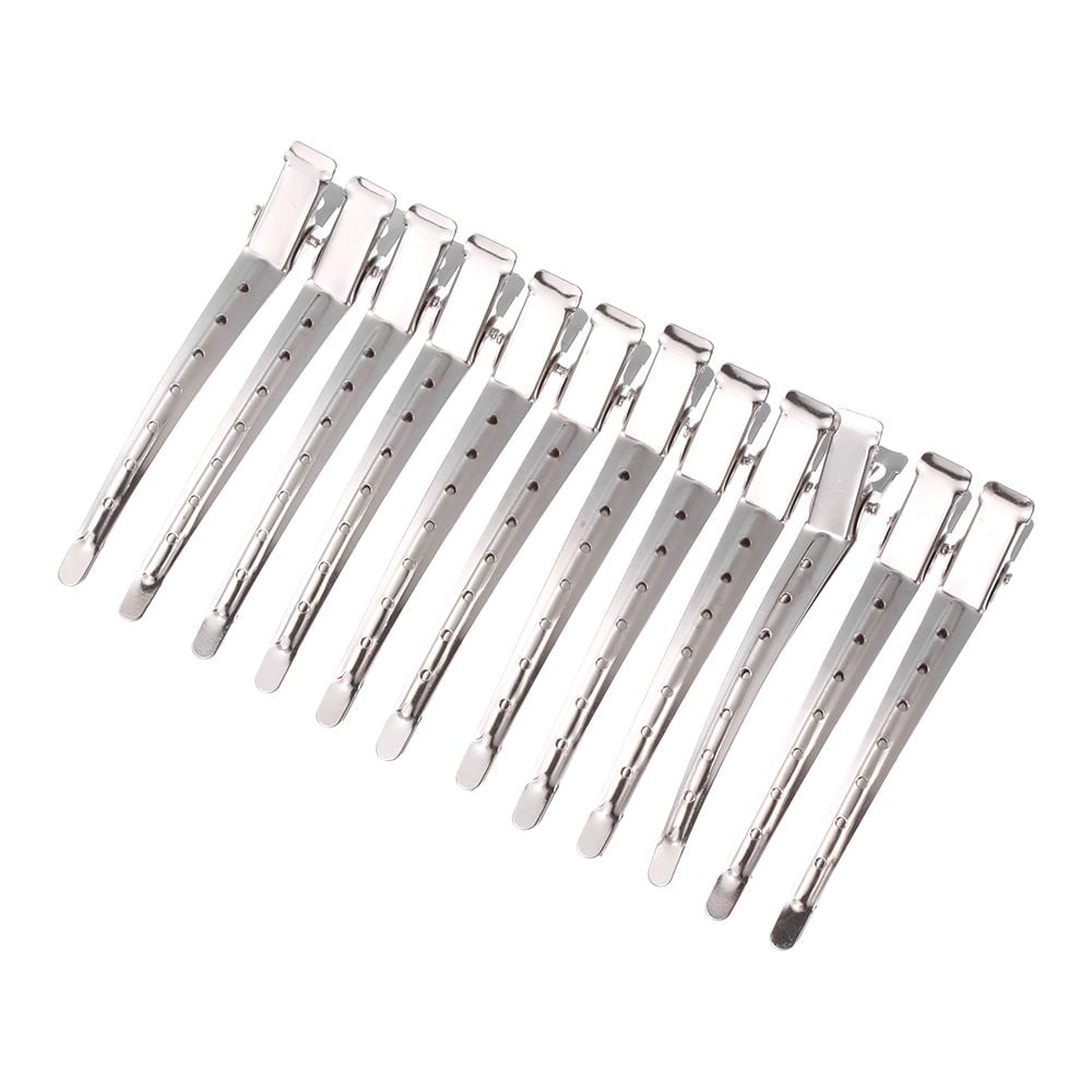 12PCS Professional Sectioning Clamp Styling Stainless Steel Hair Clip Duck  Mouth Wavy curls Fixed hair clip 
