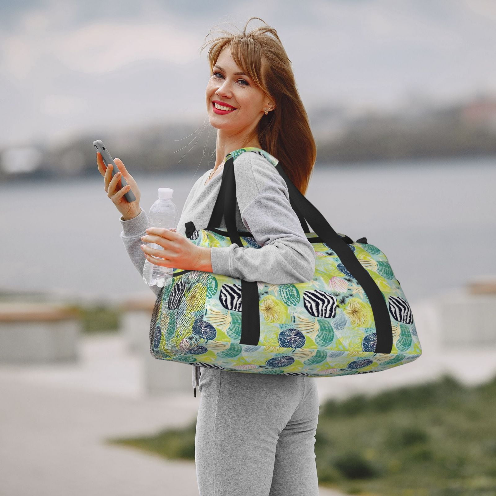 Fuzoiu Shell Clam Print Travel Duffle Bag,Carry On Tote Bags,Duffel Bag,Sport Gym Bag, Hospital Bag for Labor and Delivery, Overnight Bag,Luggage Bag