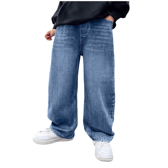 Splozh Jeans Garçon Enfants Pantalon en Denim Garçons Jeans Jambe Grand Enfants Vêtements Garçons Grands Enfants Pantalon de Sport Élégant Bleu Pâle,9-10 Ans