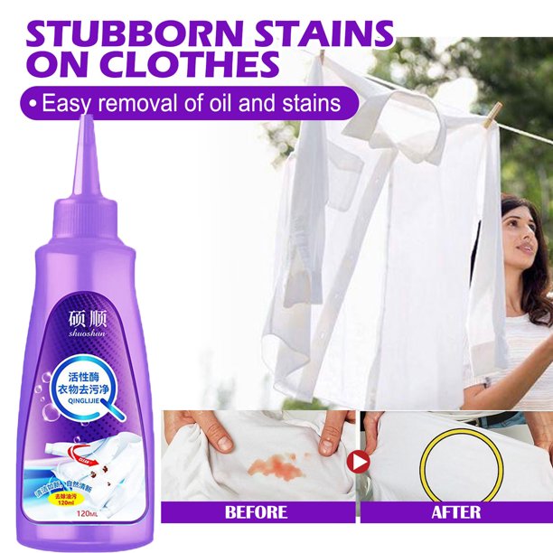120ml Active Enzyme Laundry Stain Remover, Garment Stubborn Stain Cleaner, Clothes Stain Remover