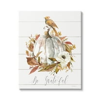 Stupell Industries Be Grateful Fall Pumpkin Botanical & Floral Painting Gallery Wrapped Canvas Art Print Wall Art, 24 x 30