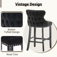 thumbnail image 5 of Bar Stool Set of 4, 26" Counter Height Bar Stools with Back, LEGAHOME Velvet Upholstered Black Bar Stool with Button Tufted & Wooden Legs, Bar Stools Chair for 35-39" Kitchen Island Counter, 5 of 12