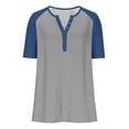 thumbnail image 5 of Tauxra Women's V Neck T-Shirt, Loose Short Sleeve Top with Button Detail, Raglan Sleeve Casual Blouse for Everyday Wear, 5 of 7