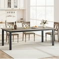 thumbnail image 2 of Industrial Dining Table for 6-8 – 78.7" Rectangular Wooden Table – Strong Metal Frame – Rustic Grey Finish – Perfect for Kitchen, Home, Restaurant – Only Table – Grey, 2 of 8