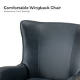 thumbnail image 3 of Faux Leather Accent Chair with Removable Cushion Upholstered Wingback Armchair for Living Room Bedroom Reception,Navy, 3 of 10
