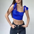 thumbnail image 3 of Camiseta sin mangas con tirantes para mujer, de color puro, ajustable, transpirable, agradable para la piel, corta, sin mangas, para fiesta en la playa, azul M, 3 of 6