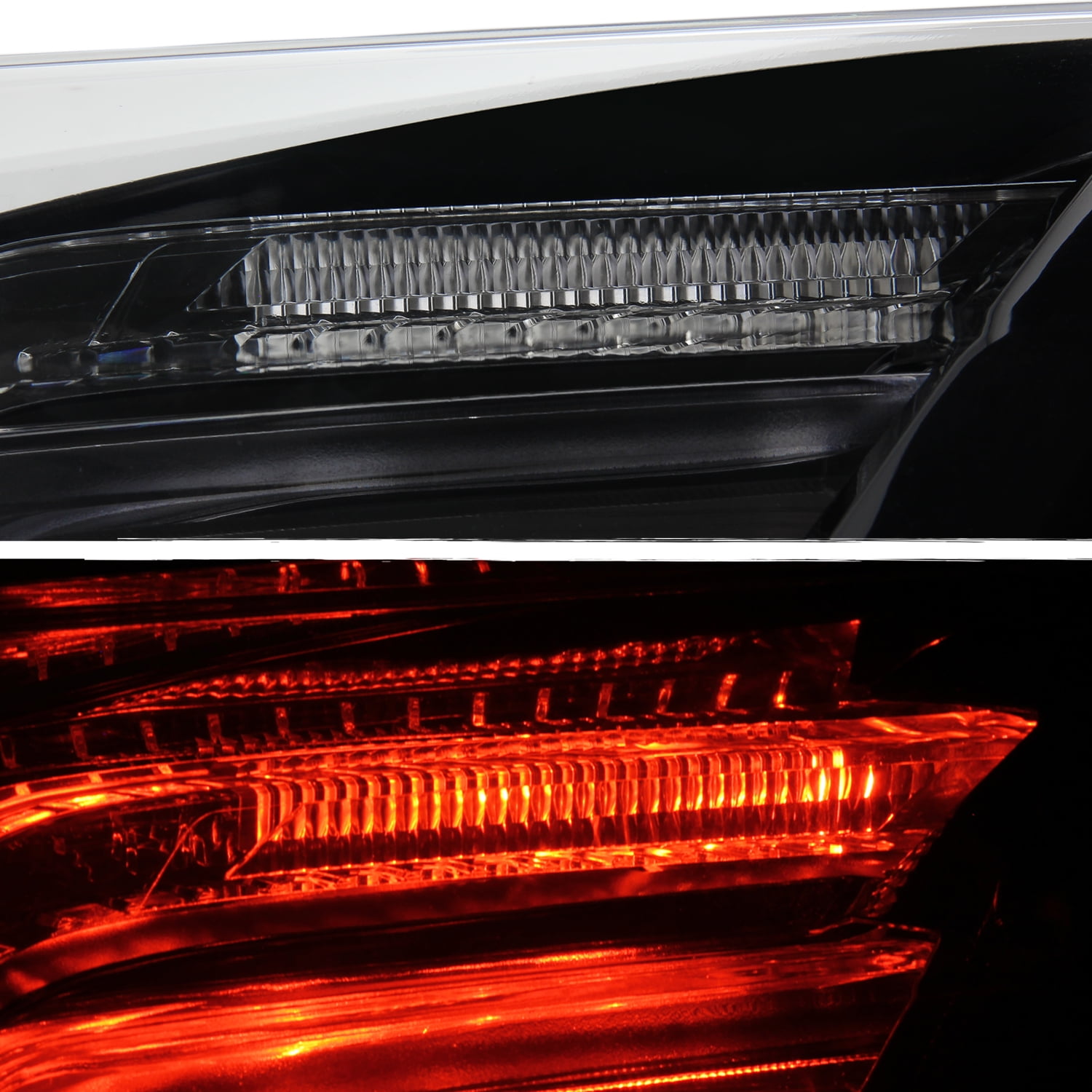 AKKON - Fits 2013-2017 Cadillac XTS 4-Door LED Bar Black Tail Lights Brake Lamp Pair Driver Left + Passenger Right Replacement