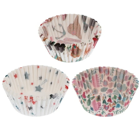 

300pcs Cupcake Wrappers Grease-proof Paper Cake Moulding Standing Cups Heat Resistant Oil-proof Paper Cups Muffin Cupcakes Molds for Chocolate Cake Baking (Random Style Assorted Color)