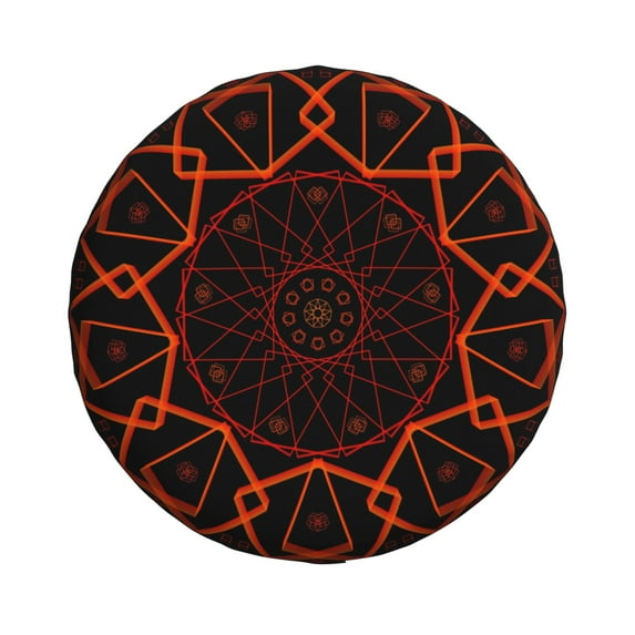 15'' Orange Geometric Line Art Tire Cover, Universal Spare Wheel Covers, Dust-Proof, Water-Proof, Sun-Proof and Corrosion-Proof