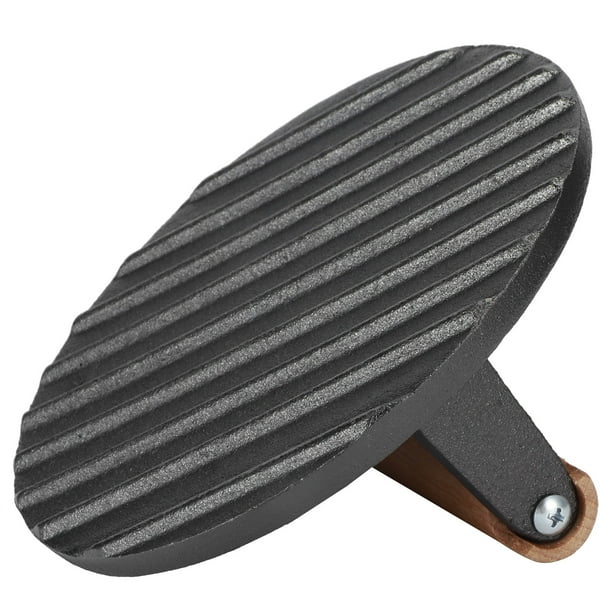 Fried Meat Pressure Tool Grill Press, Cast Iron Wooden Handle Barbecue