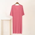 thumbnail image 5 of Modal Women's Solid Color V-Neck Nightgown Long Sleeve Full-Length Soft Breathable for Bedroom Fall Winter Lounge Casual Sleepwear Use Hot Pink XL, 5 of 5