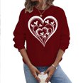 thumbnail image 5 of UPPADA Womens Love Heart Graphic Sweatshirt Long Sleeve V-Neck Pullover Top with Elbow Patches Ideal Valentine Gift for Her Wine,S, 5 of 7
