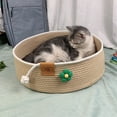 thumbnail image 5 of Washable Cat Bed,Woven Pet Beds for Small Dogs Cat,Natural Cotton Linen Cat Scratch Bed,Straw Nest Cat Bed,Durable Round Cat Scratcher Bowl Shaped Nest for All Seasons, 5 of 7
