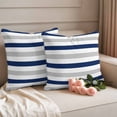 thumbnail image 3 of Outdoor Waterproof Pillow Covers Blue Grey Striped Decorative Throw Pillow Protectors,Pillowcase Cushion Cases for Patio Sofa Garden Couch,18x18in,Pack of 2, 3 of 14
