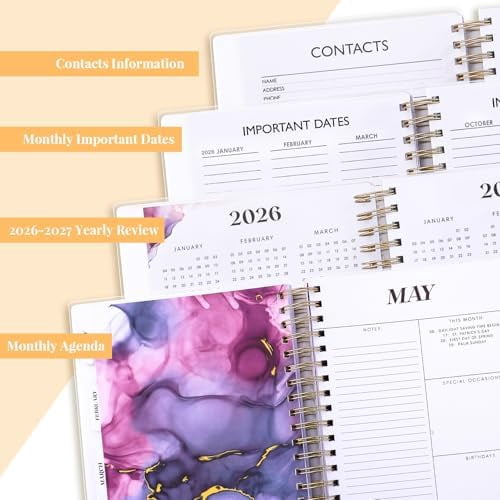 Planner 2026-2027, Large 18 Months Academic Daily Weekly Monthly Planner Yearly Agenda Jan. 2026–June. 2027, 7.9" x 9.8", Page Tabs, Separator Page, Pocket Folder, Bookmark, Stickers, Sticky Note Set