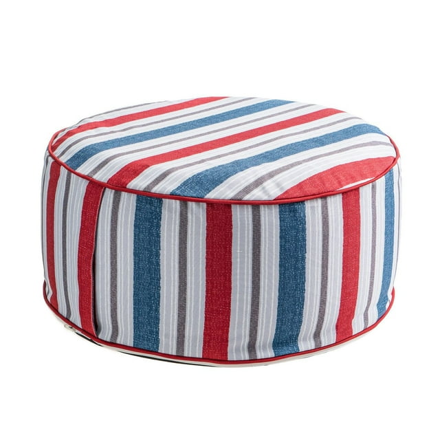Inflatable Ottoman - Navy Red Stripe