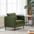 thumbnail image 3 of Velvet Comfy Single Sofa Chair in  Mid-Century Modern Armchair with 1 Pillow and Metal Legs for Living Room Office, 3 of 17