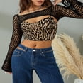 thumbnail image 4 of Hauts Courts pour Femmes Couleur Unie Manches Longues Design Découpé Mode Urbaine, 4 of 7