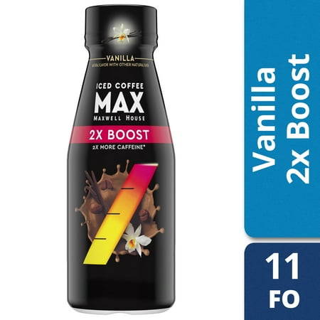 (12 pack) (12 Pack) MAX Boost By Maxwell House 2X Caffeine Vanilla Iced Coffee, 1 ct - 11.0 fl oz Bottle