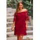 thumbnail image 3 of Vestido PRETTYGARDEN Mini Floral de Encaje Rojo Vino con Hombros Descubiertos M, 3 of 8