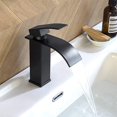 thumbnail image 3 of Grifo de baño JAMW con caño de cascada negro de latón 1 pieza grifo de lavabo de un solo orificio Sencillez, 3 of 4